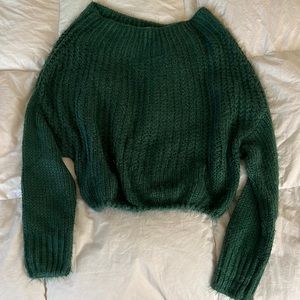 Emerald Green Off Shoulder Sweater